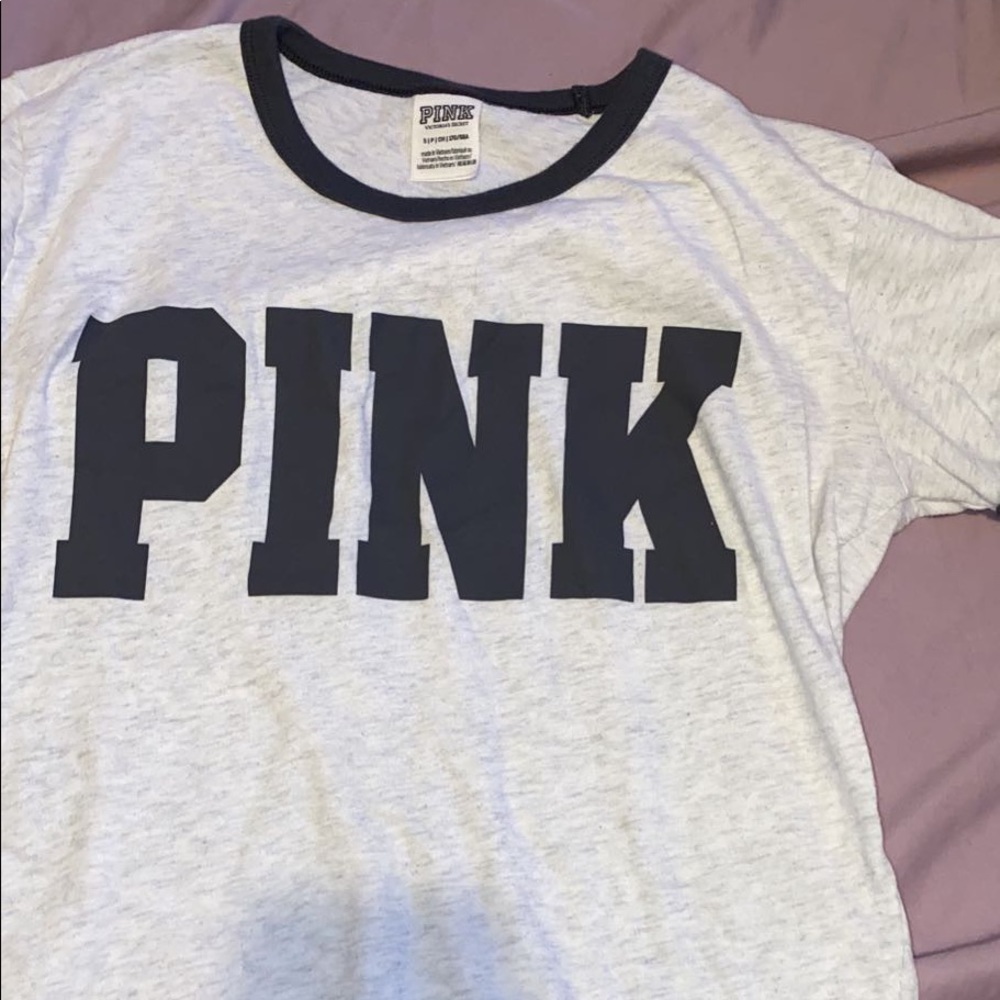 pink white and grey crop top